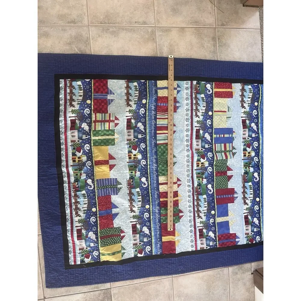 Vintage Handmade Christmas Quilt Blanket
